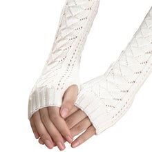 Amazig Long Mitten Gloves Women Knitted Arm Fingerless Gloves Solid Color FunS29 J4U66