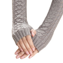 Amazig Long Mitten Gloves Women Knitted Arm Fingerless Gloves Solid Color FunS29 J4U66