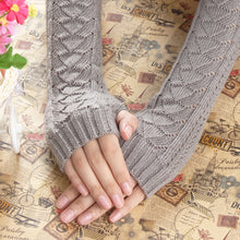 Amazig Long Mitten Gloves Women Knitted Arm Fingerless Gloves Solid Color FunS29 J4U66