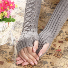 Amazig Long Mitten Gloves Women Knitted Arm Fingerless Gloves Solid Color FunS29 J4U66