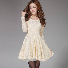 Amazing Women's Long Sleeve Spoon Neck Lace Cocktail Party Formal Mini Dress J4U66