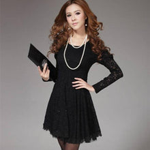 Amazing Women's Long Sleeve Spoon Neck Lace Cocktail Party Formal Mini Dress J4U66