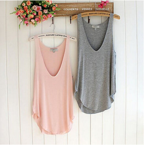 Amazing Fashion Woman Lady Sleeveless V-Neck Candy Color VLoose Tank Tops Style J4U66