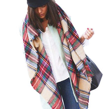 Amazing Wool Blend Blanket Oversized Tartan Scarf Women Wrap Shawls and Scarves Plaid Pashmina J4U66