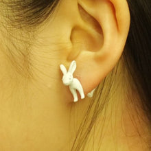 Animal Bunny Ear Stud Punk Rabbit EarringsWomen's Jewelry White Red Color  J4U66