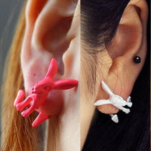 Animal Bunny Ear Stud Punk Rabbit EarringsWomen's Jewelry White Red Color  J4U66