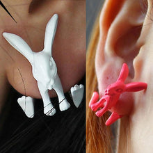 Animal Bunny Ear Stud Punk Rabbit EarringsWomen's Jewelry White Red Color  J4U66