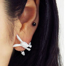 Animal Bunny Ear Stud Punk Rabbit EarringsWomen's Jewelry White Red Color  J4U66