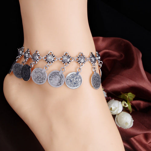 Antique Silver Coin Squirrels Anklet Womens Barefoot Foot Jewelry Ankle Bracelet J4U66