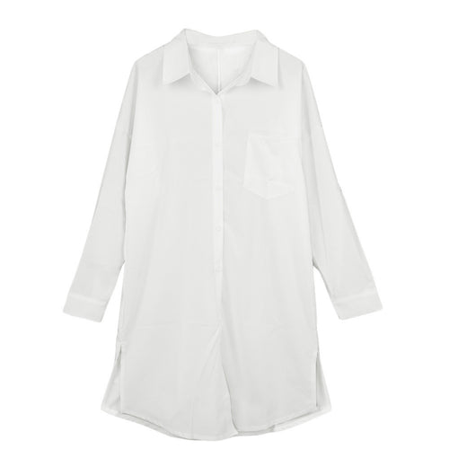 antumn women casual blouses front pocket side slit turn down collar shirt long sleeve women tops plus size blusas J4U66