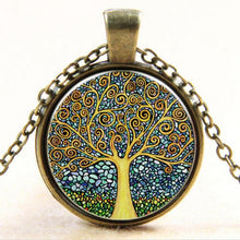 Art Tree Glass Cabochon Necklace Bronze Chain Vintage Choker Statement Necklace Women Jewelry Life Tree Pendant Necklace J4U66