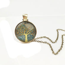 Art Tree Glass Cabochon Necklace Bronze Chain Vintage Choker Statement Necklace Women Jewelry Life Tree Pendant Necklace J4U66