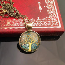Art Tree Glass Cabochon Necklace Bronze Chain Vintage Choker Statement Necklace Women Jewelry Life Tree Pendant Necklace J4U66