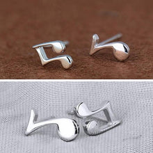 Artistic Gift Lovely Silver Plated Asymmetry Musical Note Shape Ear Stud Earrings J4U66