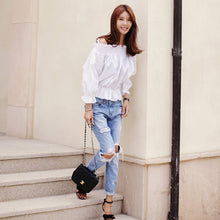 Jeans Loose Low Waist Washed Vintage Big Hole Ripped Long Denim Pencil Pants L4 J4U66