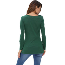 t-shirts women solid deep v neck tees asymmetrical hem long sleeve pull slim fit sexy tops camisas femininas J4U66