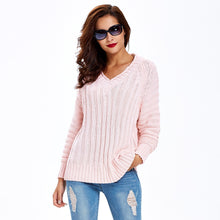 women cable knitted sweater solid ribbed v neck raglan sleeve casual black jumper pull femme hiver sweater mujer J4U66