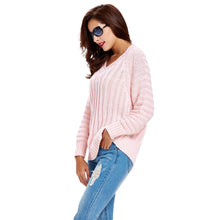 women cable knitted sweater solid ribbed v neck raglan sleeve casual black jumper pull femme hiver sweater mujer J4U66