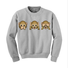 Monkey Patterns Women Hoodies Long Sleeve O-Neck Women Sweatshirt 3D emoji printed Women Clothing Fleece Hoodie Plus Size J4U66