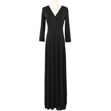 women maxi dress v neck three quarter sleeve dress solidcolor plus size dress elegant dress J4U66