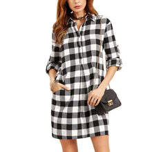 Plaid Shirt Dress Leisure Vintage Long Plaid Check Print Casual Shirt Dresini Plus Size Party Dresses J4U66