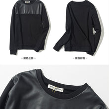 women hoody o neck long sleeve cotton pu patchwork lady casual hoodies tracksuit for femeal J4U66