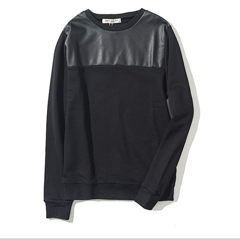 women hoody o neck long sleeve cotton pu patchwork lady casual hoodies tracksuit for femeal J4U66