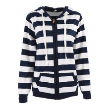 women striped zipper hoodies sweatshirts jumper tops femme hooded pullovers tracksuits clothes J4U66