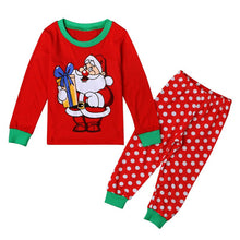 2pcs kids clothing set cotton long sleeve children santa print suit clothes sets 2~7 years J4U66