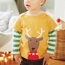 Cute Baby Boys Girl Long Sleeve Cotton Striped T shirts Children T-shirt Kids Infant Clothing Christmas Gifts J4U66