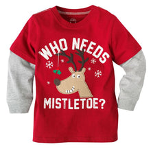 Cute Baby Boys Girl Long Sleeve Cotton Striped T shirts Children T-shirt Kids Infant Clothing Christmas Gifts J4U66