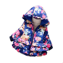 kids girls warm thick hooded floral down coat children warm jacket snowsuit outwearclothes J4U66