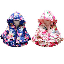 kids girls warm thick hooded floral down coat children warm jacket snowsuit outwearclothes J4U66