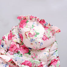Kids Girls Warm Thick Hooded Floral Down Coat Children Warm Jacket Snowsuit Outwear Clothes J4U66