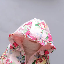 Kids Girls Warm Thick Hooded Floral Down Coat Children Warm Jacket Snowsuit Outwear Clothes J4U66