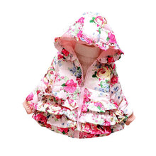 kids girls warm thick hooded floral down coat children warm jacket snowsuit outwearclothes J4U66