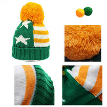 men women knitted hats american flag star stripes bobble beanie ski hat thick cap unisex headwear J4U66