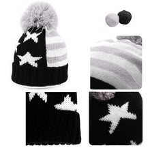 men women knitted hats american flag star stripes bobble beanie ski hat thick cap unisex headwear J4U66