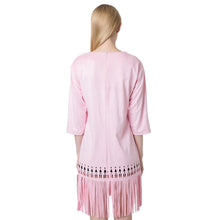 women dress round neck zipper back faux suede tassel hem casual dress plus size vestidos women clothing J4U66