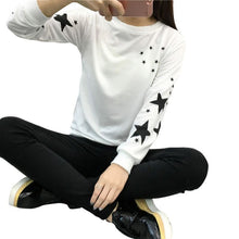 women hoodies embroidery star pattern cotton thick velvet warm long sleeve round neck sweatshirts clothes J4U66