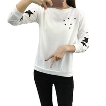 Hoodies Embroidery Star Pattern Cotton Thick Velvet Warm Long Sleeve Round Neck Sweatshirts Clothes J4U66