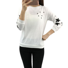 women hoodies embroidery star pattern cotton thick velvet warm long sleeve round neck sweatshirts clothes J4U66