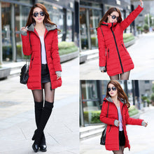 women padded parka zipper pockets hooded coat long slim jacket warm outerwear overcoat women long coat J4U66