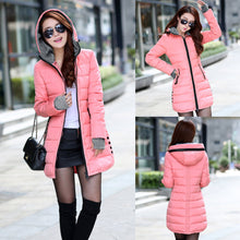 women padded parka zipper pockets hooded coat long slim jacket warm outerwear overcoat women long coat J4U66