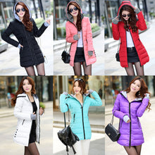 women padded parka zipper pockets hooded coat long slim jacket warm outerwear overcoat women long coat J4U66