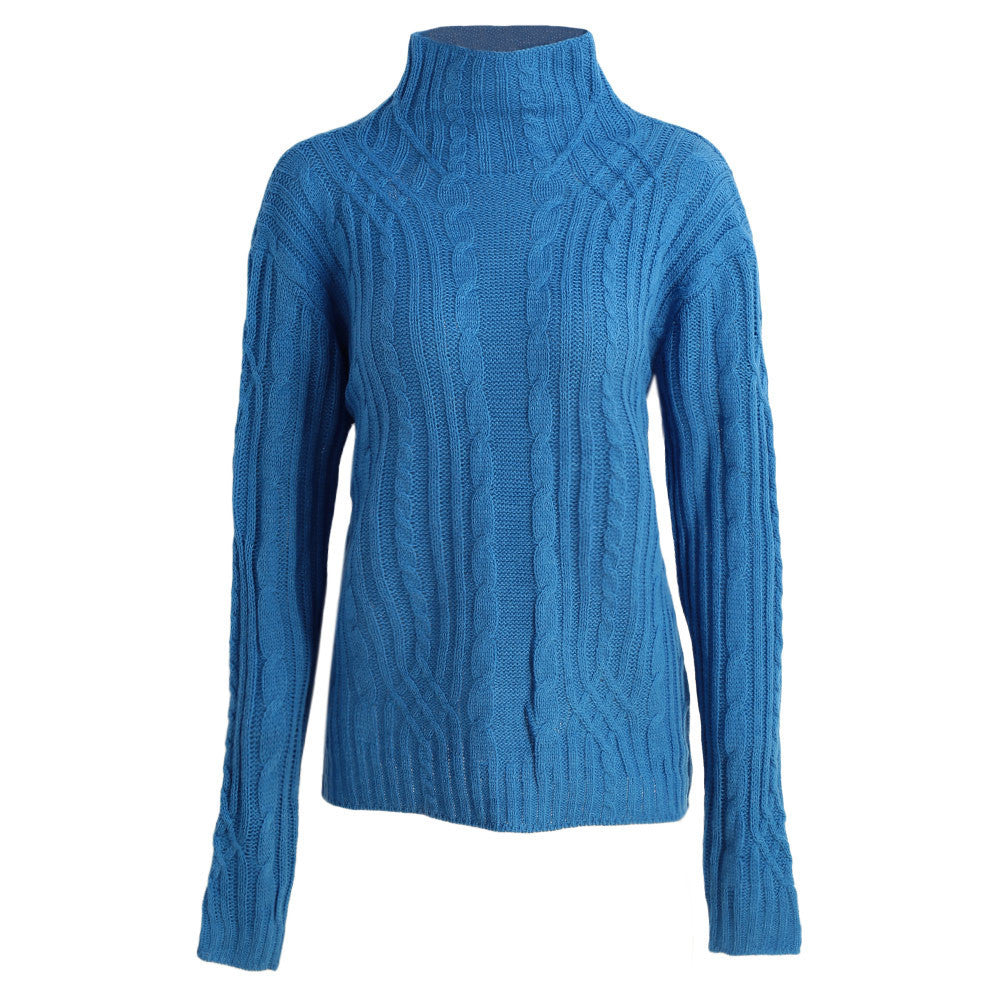 women turtleneck sweater twist stretchy slim knitted jumper top long sleeve casual sweaters and pullovers J4U66