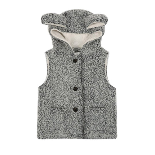 BOBORA Brand Little Kids Girls Warm Rabbit Ears Wool Vest Tops Children Clothes J4U66