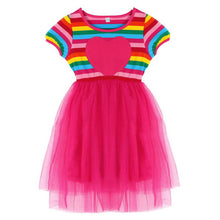 BOBORA Kids Baby Girl Toddler Rainbow Striped Tutu Dresses Girls Top Party Dress Outfit Clothes J4U66