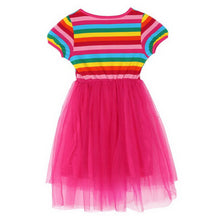 bobora kids baby girl rainbow striped tutu dresses girls top party dress outfit clothes J4U66