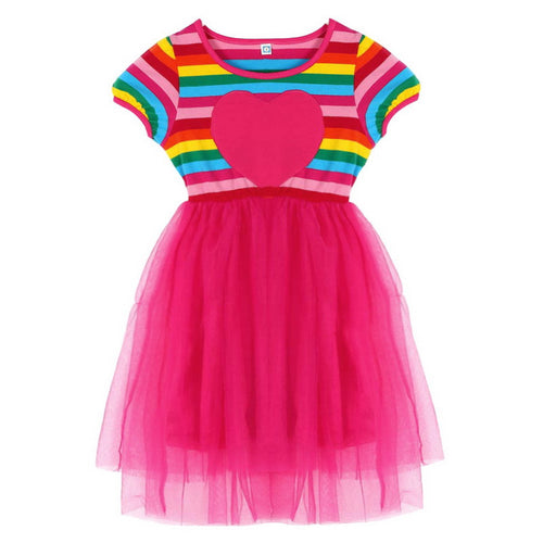 bobora kids baby girl rainbow striped tutu dresses girls top party dress outfit clothes J4U66
